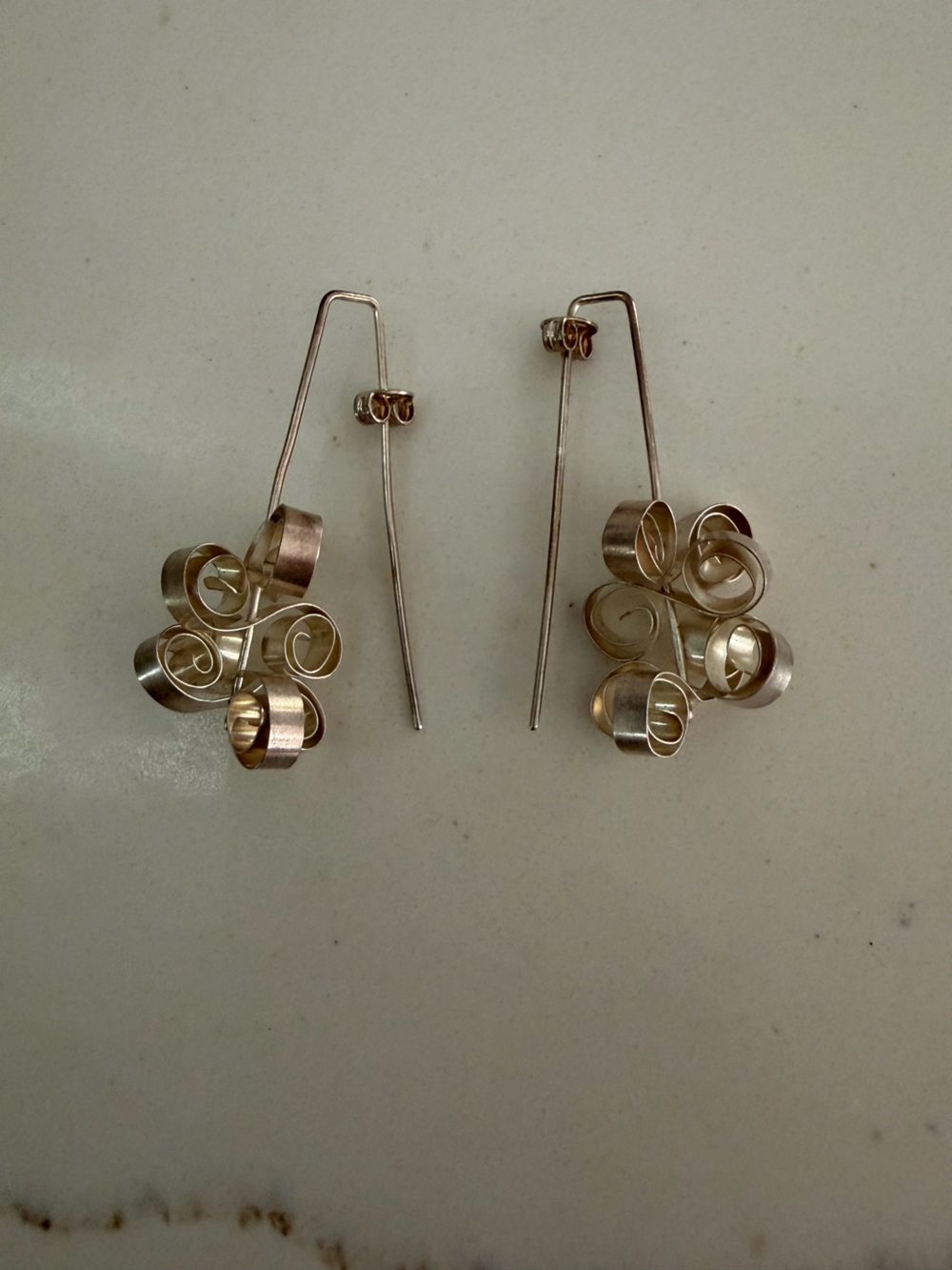 Artisan Sterling Silver Modernist Scroll Earrings | Handmade in Barcelona, Spain